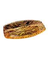Vtg. Hazel Atlas? Pressed Cut Glass Relish Tray Dish 9&quot;x4&quot; Yellow Amber ... - $30.48 CAD
