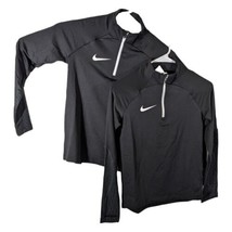 Kids Nike Youth Medium Black White 1/4 Zip Long Sleeve Shirt 2 Shirts Thumb Loop - £35.99 GBP