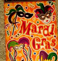 Mardi Gras Static Window Clings Orange Red Purple Masks Confetti New Orleans New - £6.71 GBP