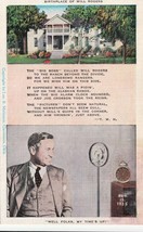 Vintage Linen Postcard Will Rogers &amp; His House Poem Radio Announcer P8 - £3.91 GBP