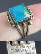 antique NAVAJO &quot;M SILVERSMITHS&quot; ring 925 size 6 TURQUOISE &amp; STERLING SILVER - £43.85 GBP