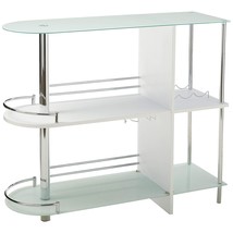 Kings Brand Furniture Bar Table with Two Tempered Glass Shelves, White - £176.42 GBP