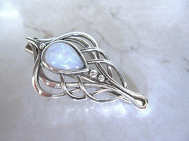Smaller white oval stone metal alligator hair jewelry clip fine thin hair - £7.95 GBP