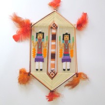 Vintage Handmade Ojo De Dios Eye Of God Yarn Embroidered Native American Hanging - £31.73 GBP