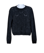 Soft Black Long Sleeve Pullover Sweater SHEIN Size 6 Cable Knit - £14.09 GBP