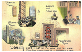 The Colony Cincinnati&#39;s Favorite Restaurant Multi-View Postcard 1950 - £7.87 GBP