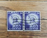 US Stamp Statue of Liberty 3c Used Strip of 2 - $1.23