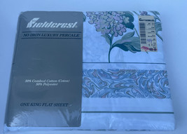 Vintage Fieldcrest Percale Single King Flat Sheet Cotton Polyester Blend... - $24.30