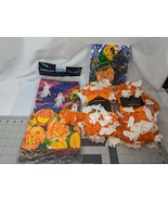 Halloween Decorations Tablecloth Napkins Ghost Garland Lot - £23.91 GBP