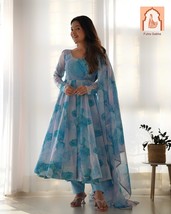 Luxurious Chanderi Silk Anarkali Suit Set with Dupatta &amp; Pants - Perfect... - $52.00