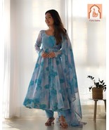 Luxurious Chanderi Silk Anarkali Suit Set with Dupatta &amp; Pants - Perfect... - €44,72 EUR