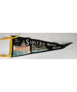 antique vintage felt pennant The Locks Sault Ste. Marie Mich 26&quot; - $29.99