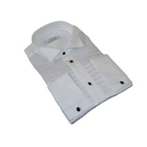 Men CEREMONIA Formal Cotton Shirt Wingtip Slim Fit Turkey #PLA 13 Crinkled White image 5