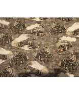 TRAINS RAILROAD SMOKE REALISTIC SCENE COTTON FABRIC 43X18 Inch  - $281.56 MXN