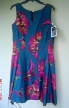 New Taylor Teal Blue Floral Fit And Flare Dress Size 14 $116 - £47.05 GBP