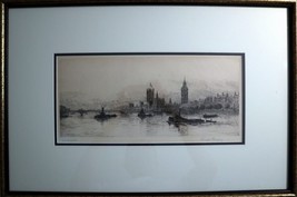 FRANK HARDING c1885 Original Signed Etching Westminster London Framed Beautiful! - £212.58 GBP