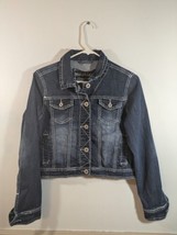 Maurices Denim Cropped Jacket Trucker Blue Fade Thick Stitch Size Medium - $14.85
