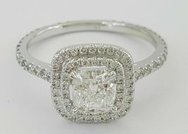 2.80Ct White Cushion Cut Double Halo Diamond Engagement Ring in 925 Silver - £79.13 GBP