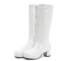 Autumn Candy Sweet Knee-High boots Round toe square heel PU Zipper Big size 33-4 - £75.11 GBP