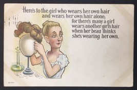 Antique Comic PC Poem about Hair and Wigs Niche Humor Oddity 1909 - $19.00