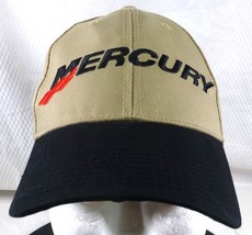 Mercury Boating Dock Embroidered Baseball Cap Tan &amp; Black Adjustable Strap - $11.40