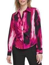 NEW CALVIN KLEIN PINK BLACK PLEATED  CAREER SHIRT BLOUSE SIZE M $109 - £44.89 GBP