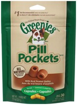 Greenies Pill Pockets for Capsules Peanut Butter 1ea/30 ct, 7.9 oz - £13.38 GBP