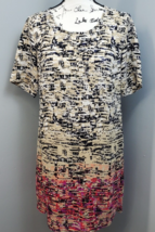 Dalia Shirt Dress Womens Size 8 Multi Polyester Short Sleeve Round Neck Back Zip - $27.66