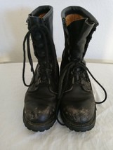 Vibram Men&#39;s Military Black Leather Boots 8.5 Regular 11/95 Yr Made PRE-OWNED - £44.34 GBP