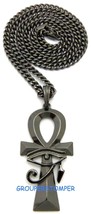 Eye Of Ra on Ankh New Egyptian Pendant with 24 Inch Cuban Necklace Horus - £16.58 GBP