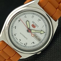 Vintage Seiko 5 Automatic 7009A Japan Mens D/D Arabic White Watch 594a-a311769 - £30.33 GBP
