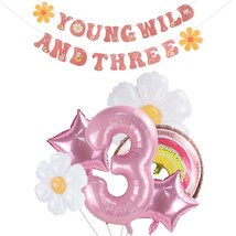 Young Wild And Three Decorations Girl Banner,3Rd Birthday Party Decorations,Groo - $25.99