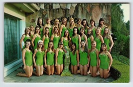 Weeki Wachee Florida Postcard Mermaids Women Pose Outside Chrome Green Swimsuits - £14.93 GBP