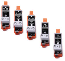 5 Pack Black Printer Ink Tanks For Pgi-35 Canon Pixma Ip100 Ip110 Tr150 Printer - $22.99