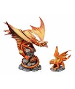Roaring Phoenix Fire Element Dragon Baby Wyrmling and Mother Statue Anne... - €77,27 EUR