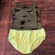 Adult Size Small Revolution Dancewear Dance Leotard Lime Green Black Net... - $20.00