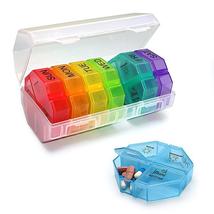 Weekly Pill Organizer 28 Grids Rainbow Colors Dust Proof Portable Vitami... - $20.95+