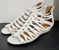 Comfortview Women&#39;s Wide Width The Helen Sandal Strappy White Back Zip S... - $26.68