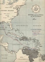 Alcoa Steamship Company Alcoa Corsair Route Map 1955 &amp; Caribbean Distanc... - £59.07 GBP