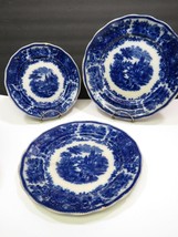 3 Flow Blue Nonpareil Middleport Pottery Burgess Leigh Plates Dinner Salad  - £34.77 GBP