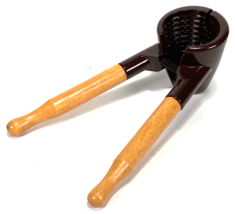 Vintage Metal Nutcracker Nut Cracker Wooden Handles Wood Handle - Brown ... - $9.38