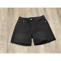 Levi’s 501 Hi Rise Mid Thigh Black Cut Off Women’s Jean Shorts Size 28 - $35.53