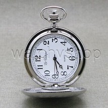 Pocket watch Silver Color Men Watch 42 MM Arabic Numbers Dial Fob Chain ... - £16.37 GBP