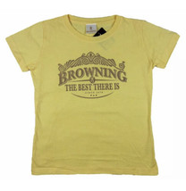 Browning Womens Antique Crest T-shirt Classic Fit Banana Yellow T-Shirt S Small - £8.59 GBP