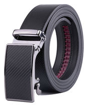 HOT Black Mens Leather Belt No Holes Ratchet Belt - Automatic Buckle Adj... - £18.22 GBP