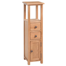 Rustic Wooden Solid Oak Wood Narrow Corner Storage Cabinet Unit 1 Door 2 Drawers - £130.13 GBP