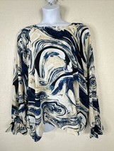 Worthington Womens Plus Size 3X Blue Marbled Swirl Top Long Sleeve - £14.21 GBP