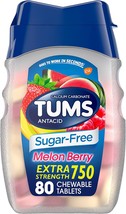 TUMS Extra Strength Chewable Sugar Free Antacid Tablets for Heartburn Relief, Me - £12.78 GBP