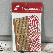 Vintage Collectors Gallery Party Invitations Red White Checkered Picnic ... - £7.89 GBP