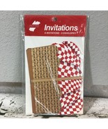 Vintage Collectors Gallery Party Invitations Red White Checkered Picnic Basket - £7.78 GBP